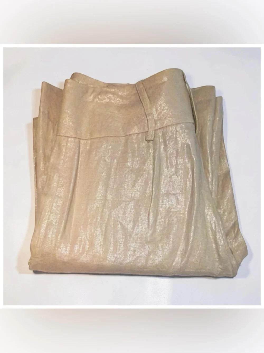 Elliott Lauren Metallic Linen Wide-Leg Pants | Gold Champagne | Size 4 | USA